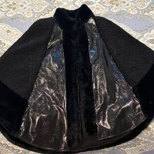 Beautiful Elegant Black Faux Fur Cape by Adrienne Landau